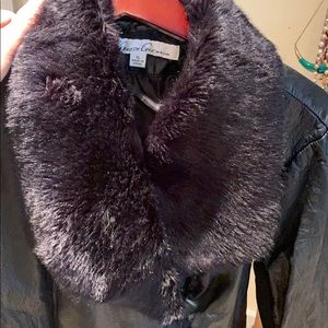 Kenneth Cole Faux leather and fur jacket